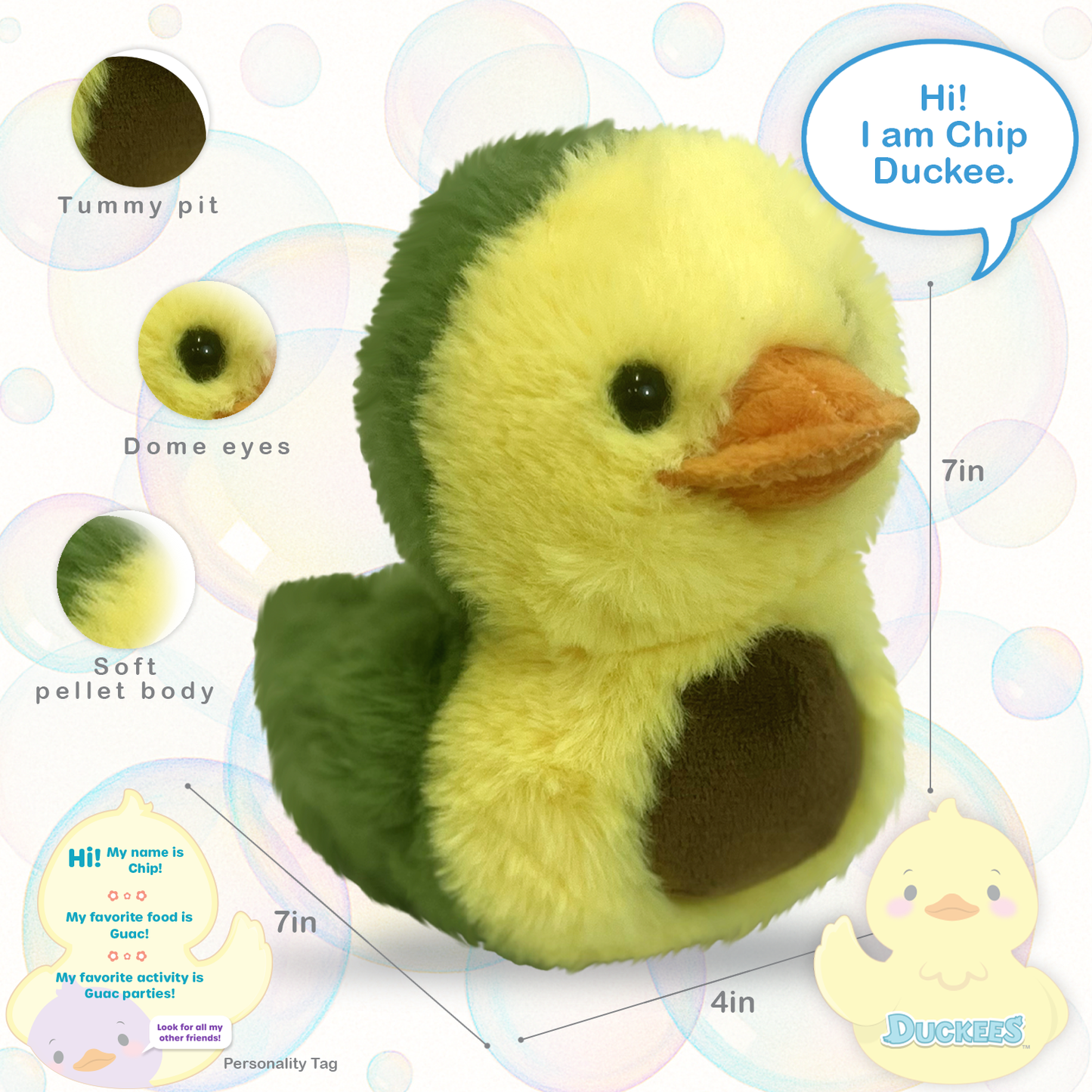 World's Softest Plush - 7" Chip Plush Duckee Avocado