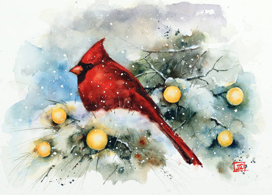 Cardinal & Lights 5x7" Greeting Card