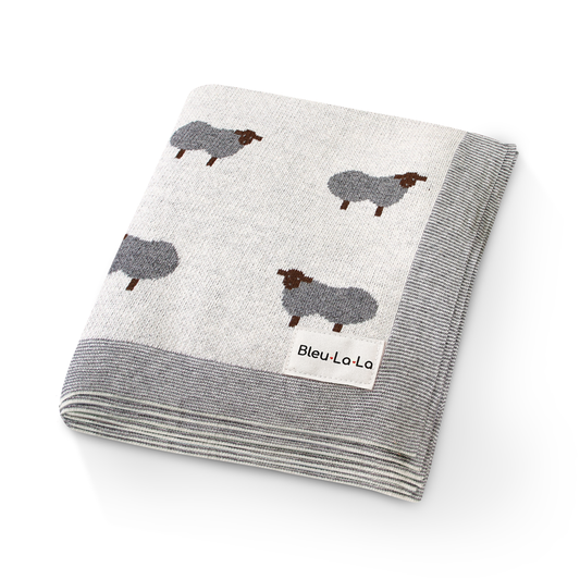 100% Luxury Cotton Receiving Swaddle Baby Blanket - Sheep