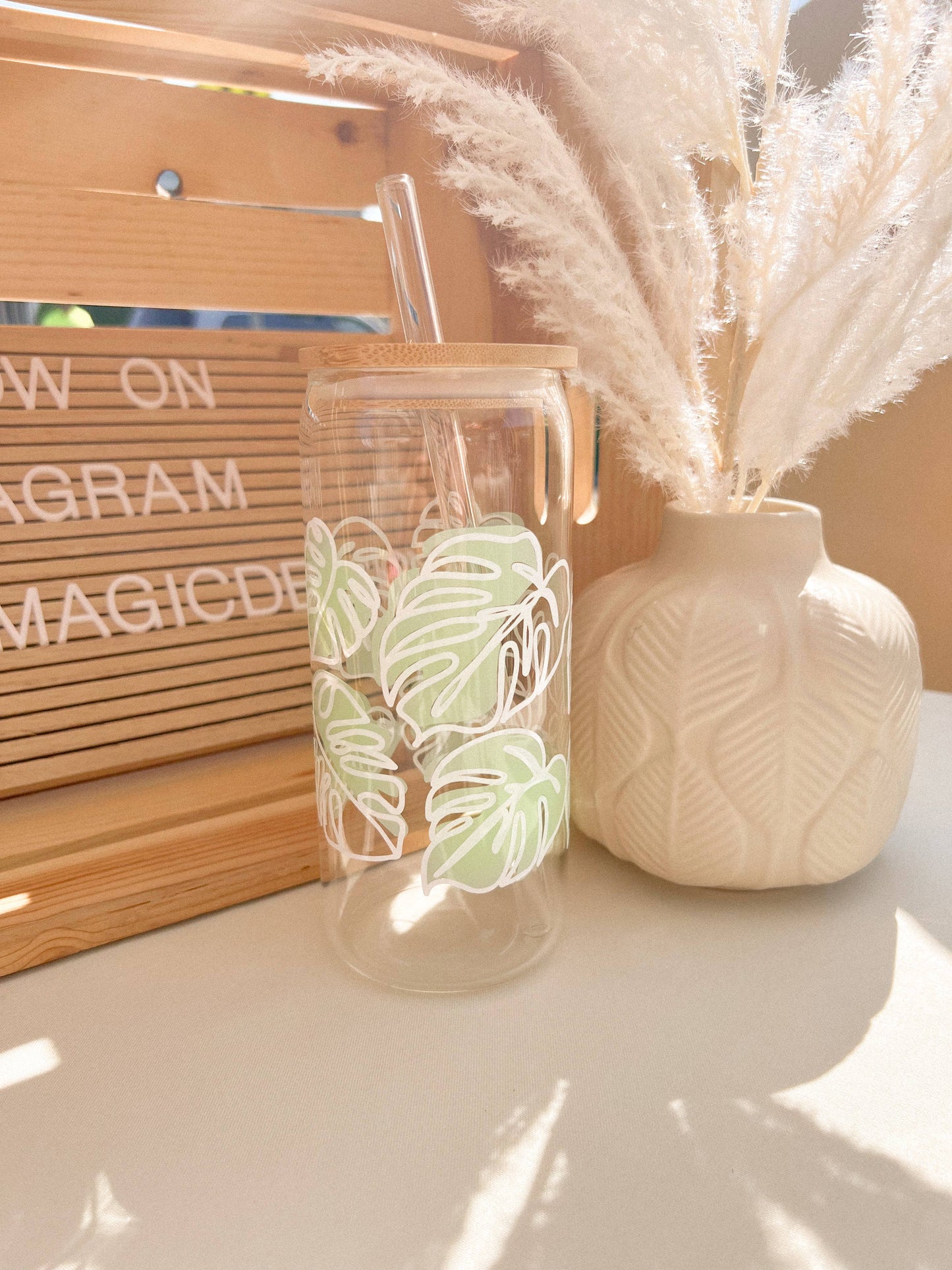 Monstera Cup Iced Coffee Glass