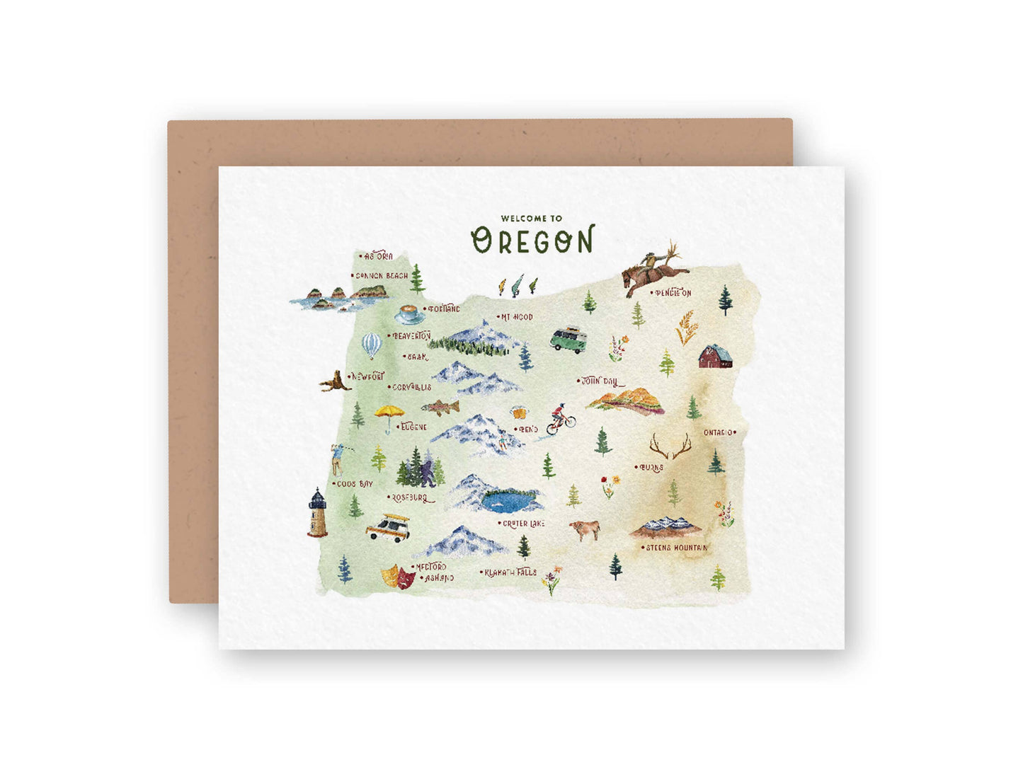 Oregon Illustrated Greeting Card