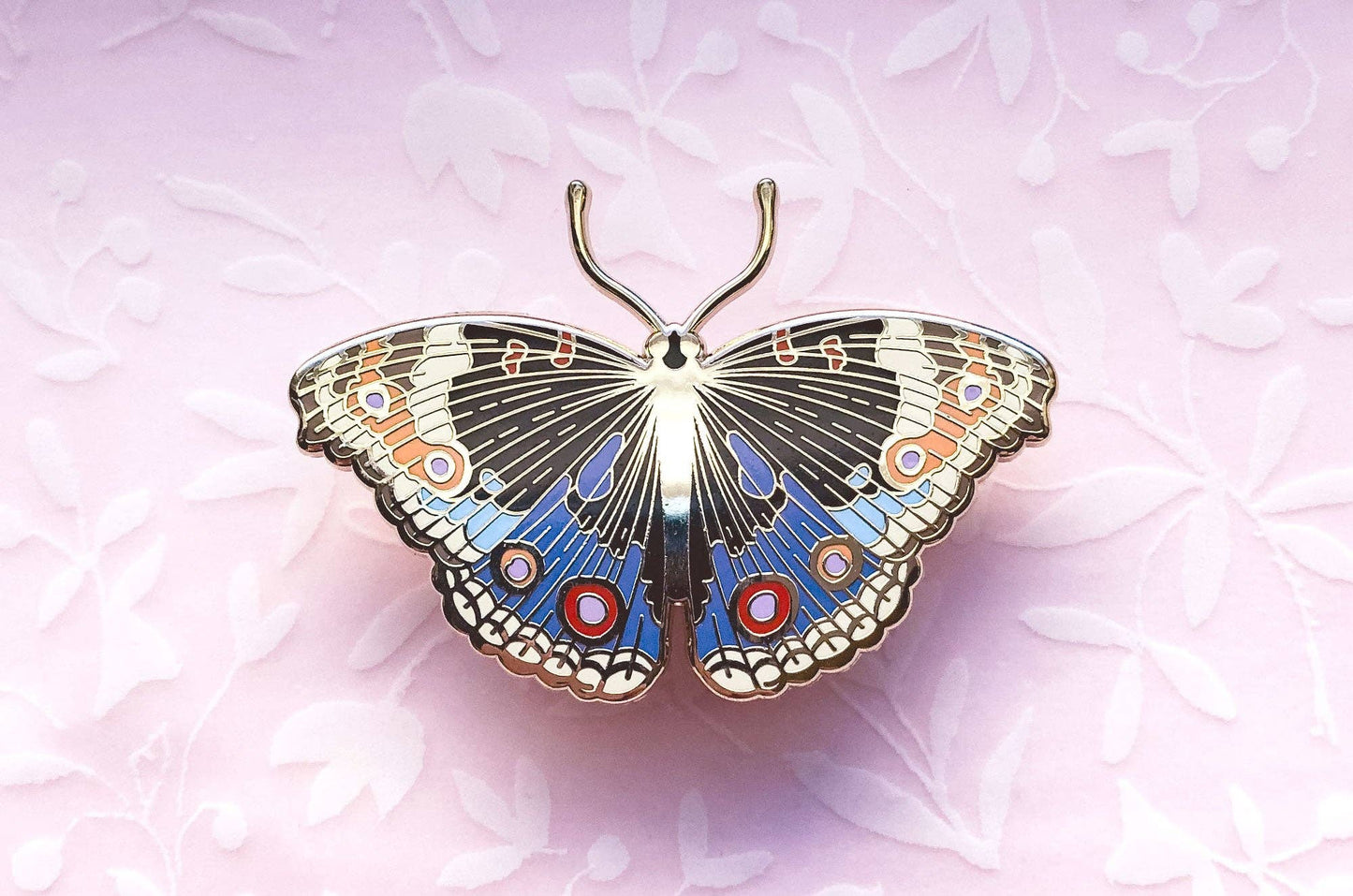 Blue Pansy Butterfly (Junonia orithya) Enamel Pin