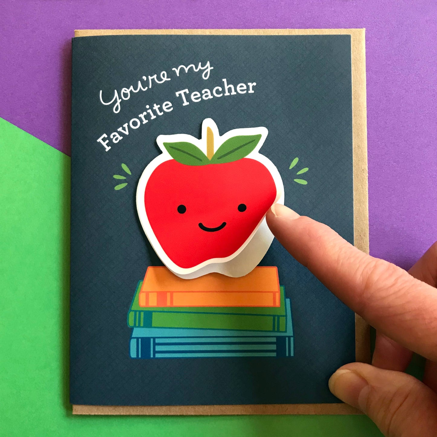 Teacher Apple Sticker Card -Teacher Appreciation Card & Gift