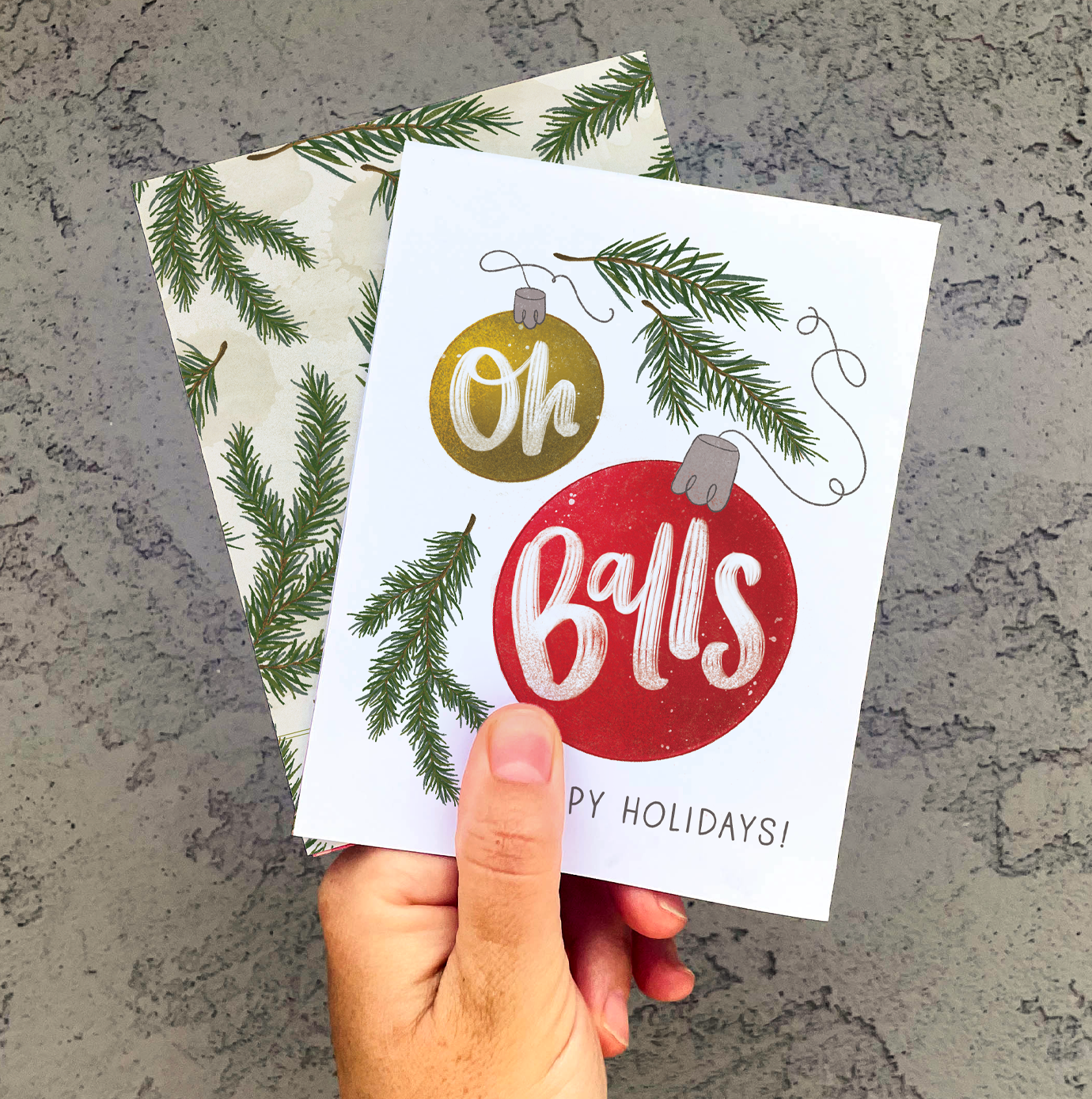 Oh Balls | Baubles Funny Christmas Ornament Holiday Card