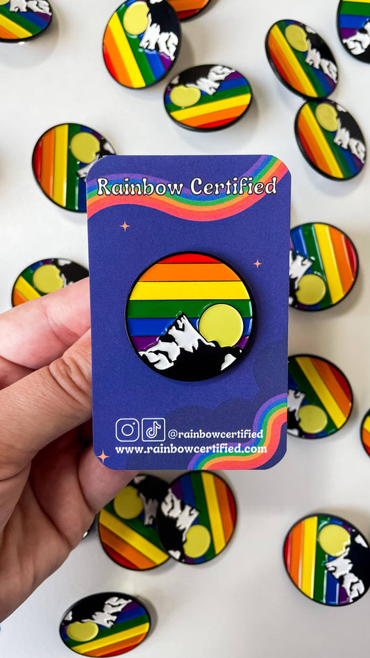 Rainbow Mountain Sunrise Enamel Pin