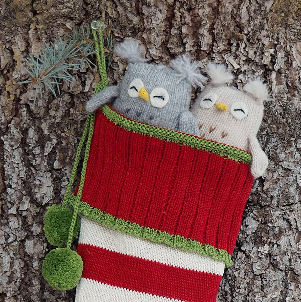 Handmade Knit Owl Holiday Ornament - Fair Trade