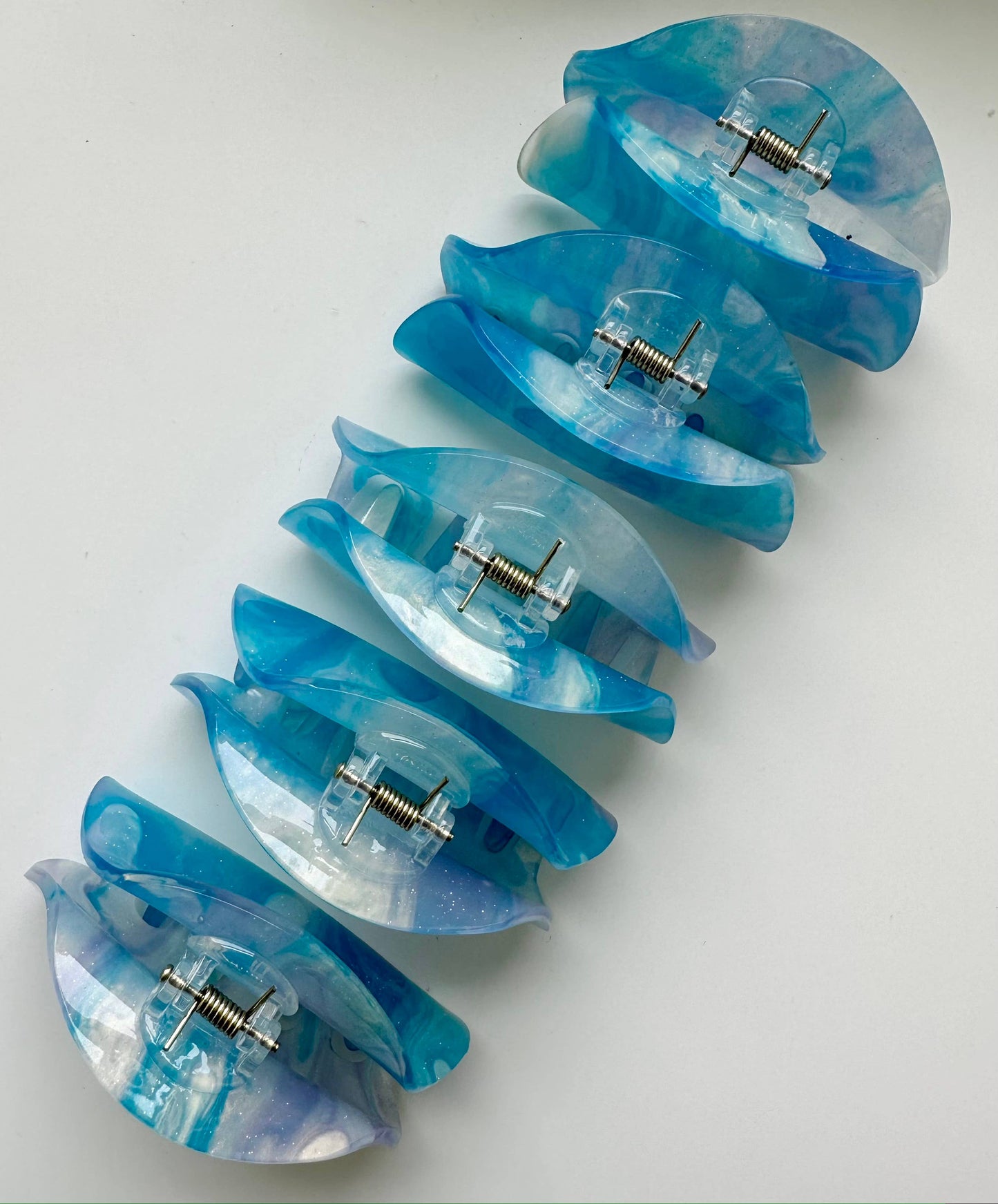 Half Moon Acetate Claw Clip - Sparkly Blue + Purple