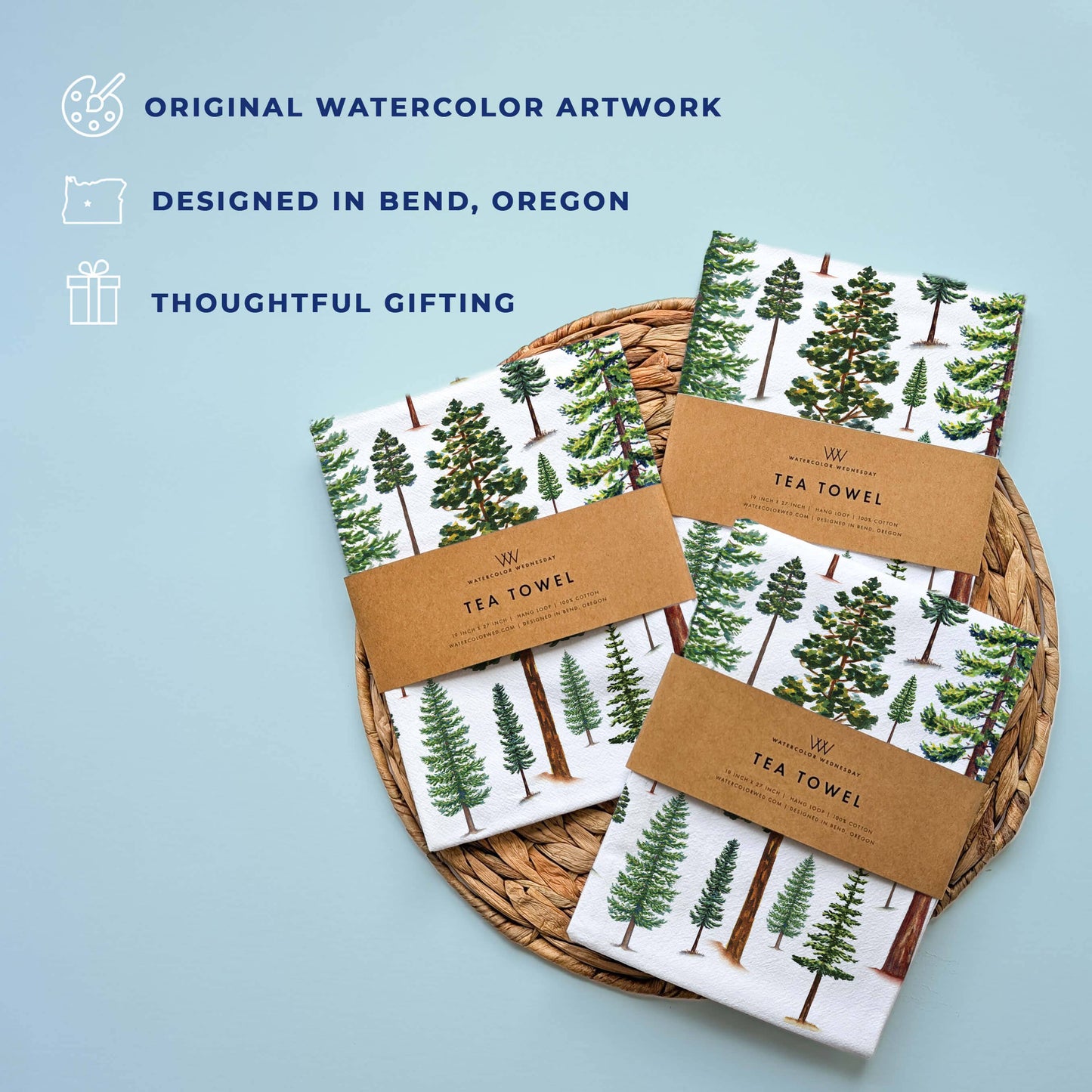 Evergreen Trees Tea Towel | Nature Kitchen Towel