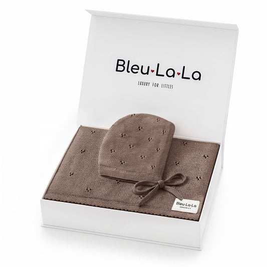 100% Organic Cotton Luxury Organic Blanket + Hat Gift Set