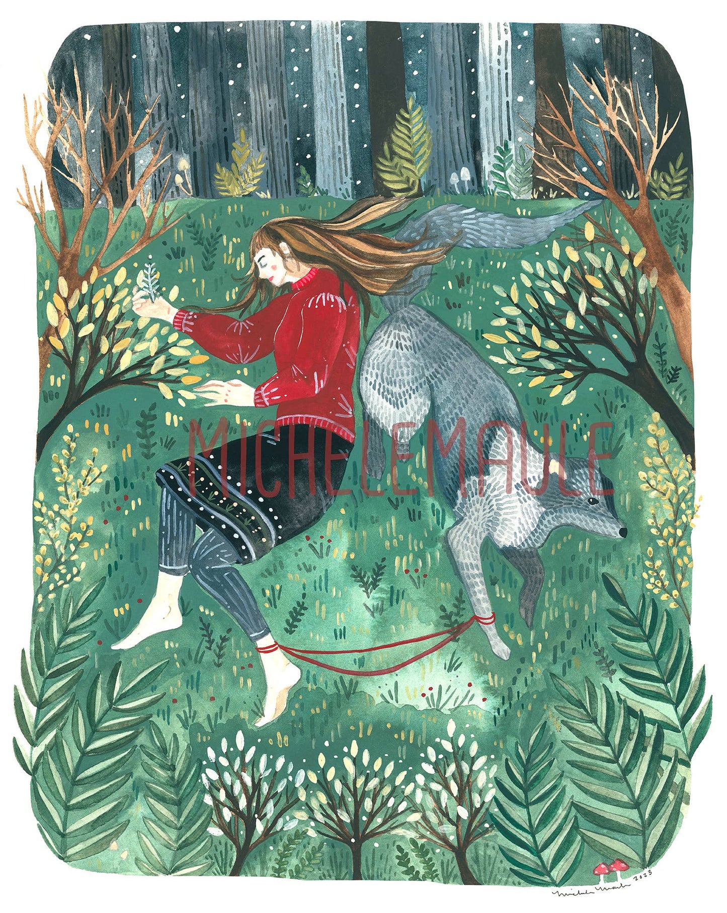 8x10 Print - Girl with Her Wolf