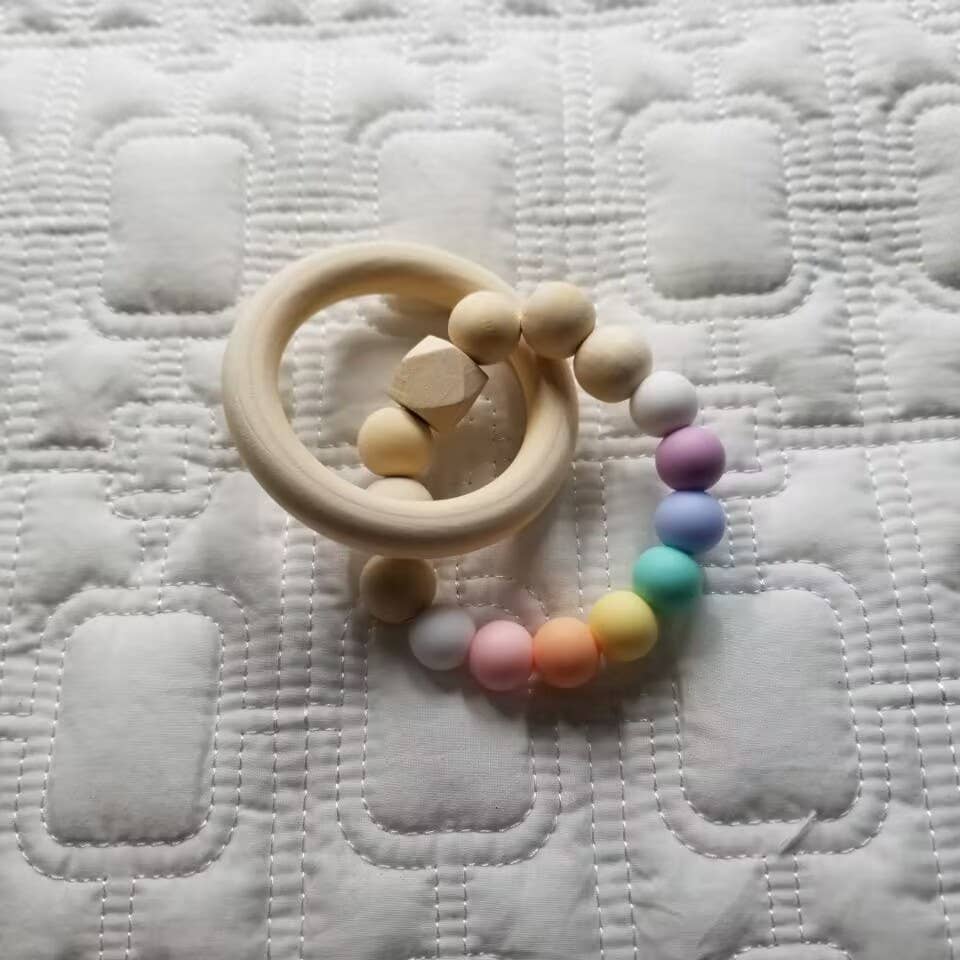 Silicone and Wooden Ring Baby Teether