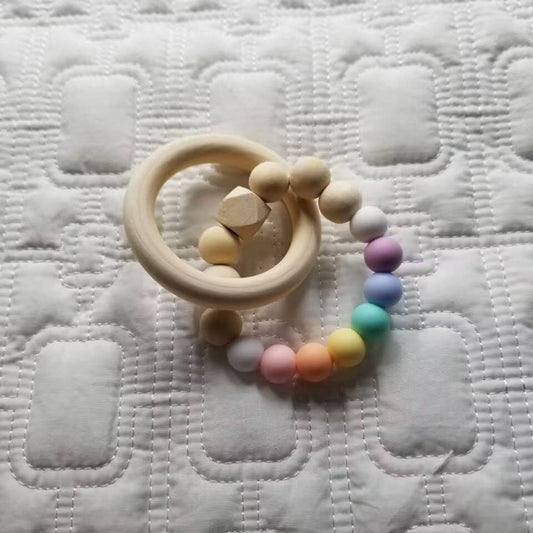 Silicone and Wooden Ring Baby Teether