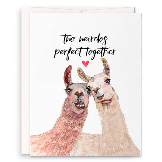 Two Weirdo Llamas Couple Greeting Card