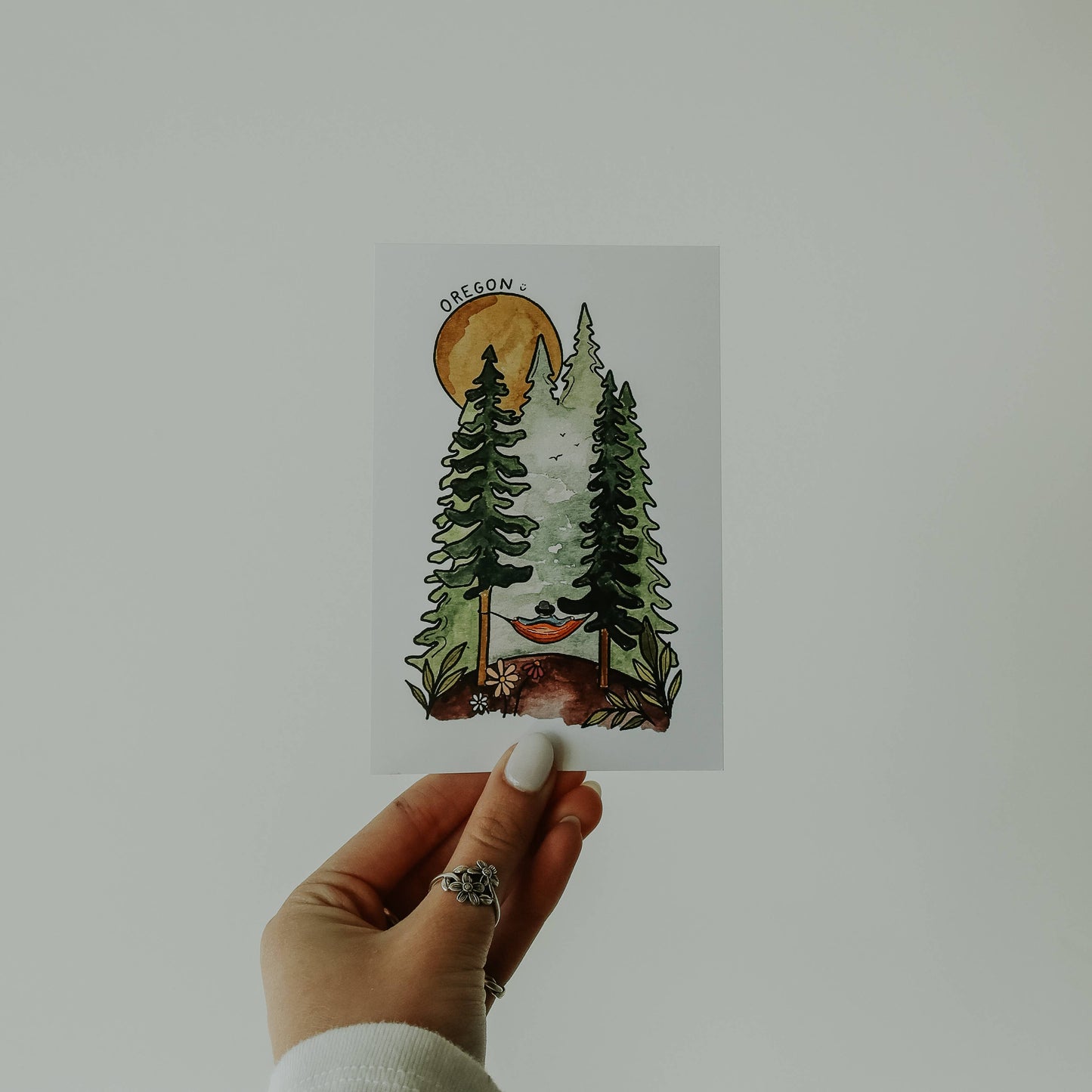 Oregon Trees and Hammock Postcard