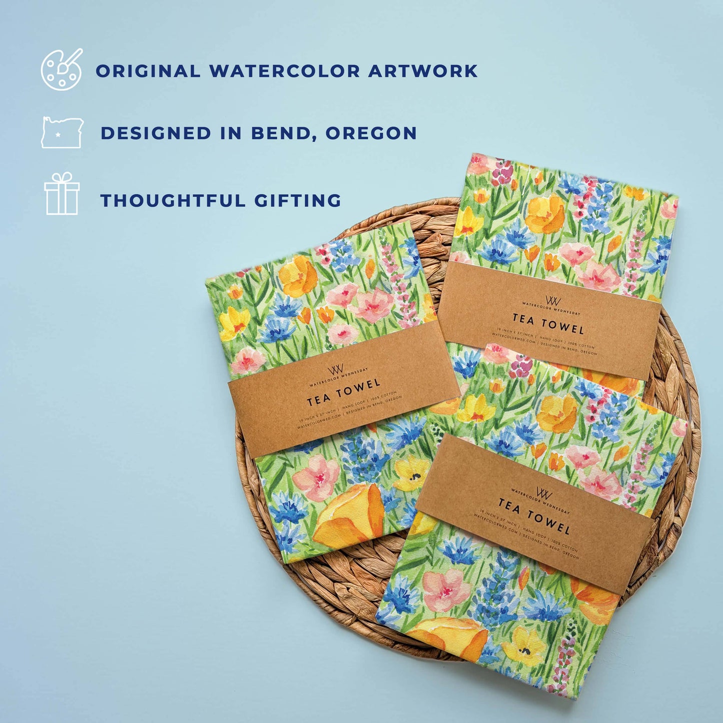 Spring Colors Tea Towel | Wildflower Meadow Kitchen Towel
