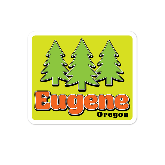 Retro Eugene Oregon Sticker | 70s Style Trees Vinyl Decal