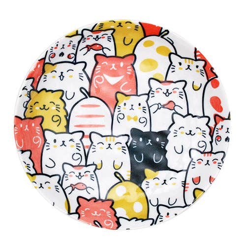 Bunch of Cats 7.75"D Round Appetizer Salad Plate Red