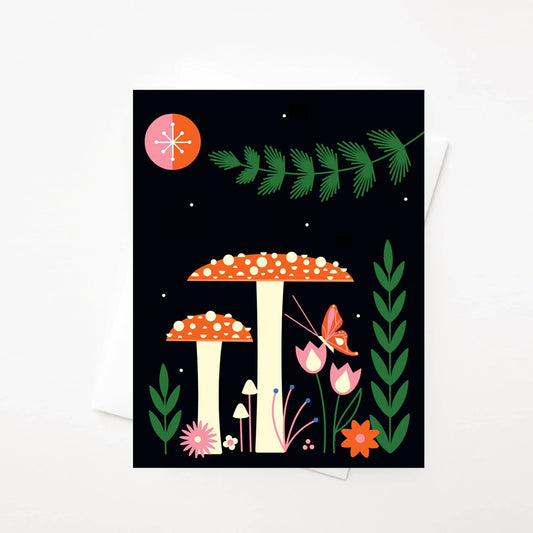 Mushrooms and Flowers Card