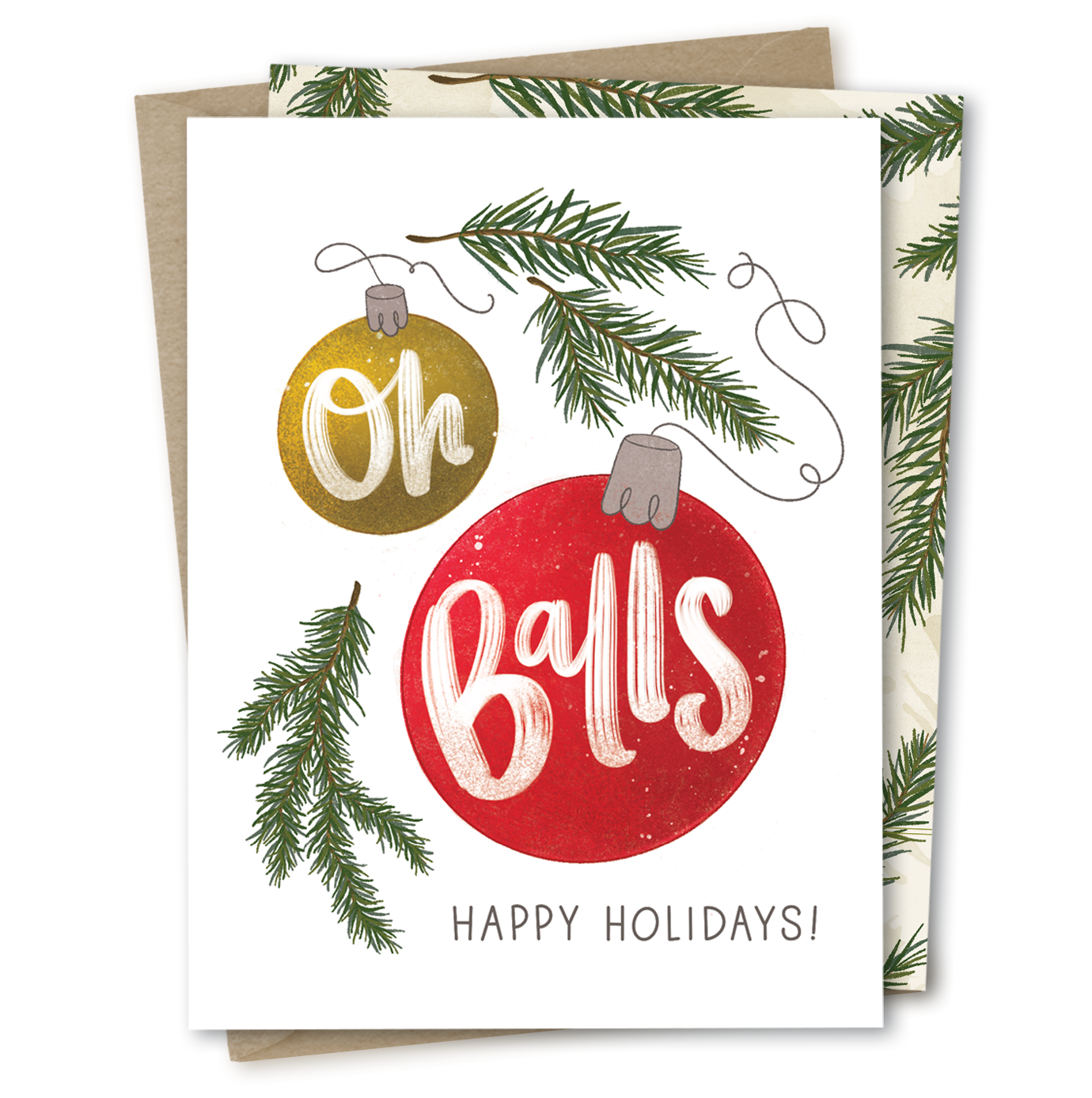 Oh Balls | Baubles Funny Christmas Ornament Holiday Card