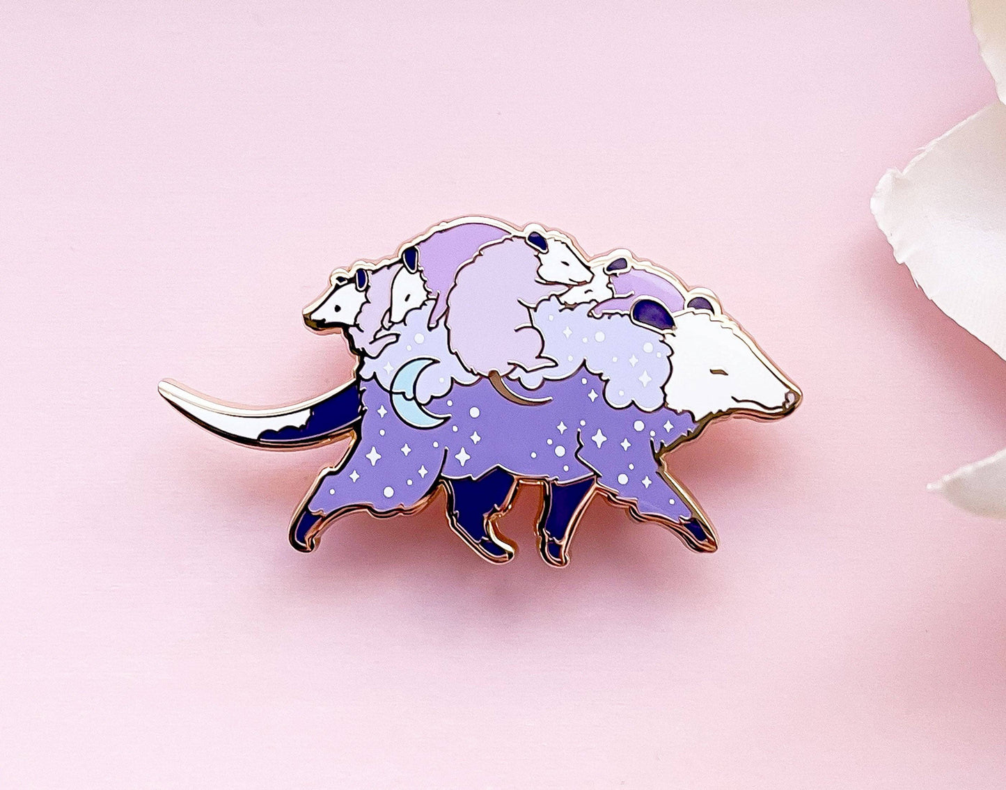 Opossum Mom Bus and Babies Enamel Pin