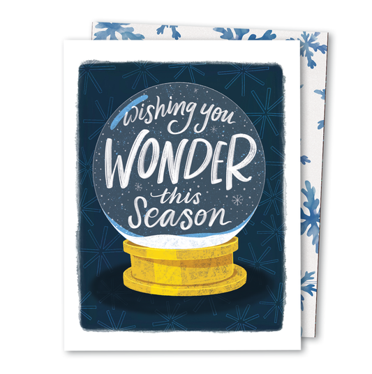 Wishing You Wonder | Whimsical Snowglobe Winter Holiday Card