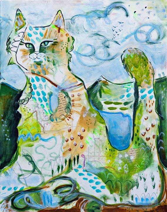 Art print "Mountain Cat Green" earth element