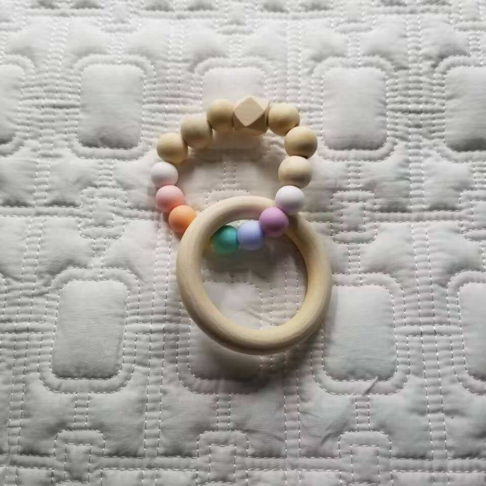 Silicone and Wooden Ring Baby Teether