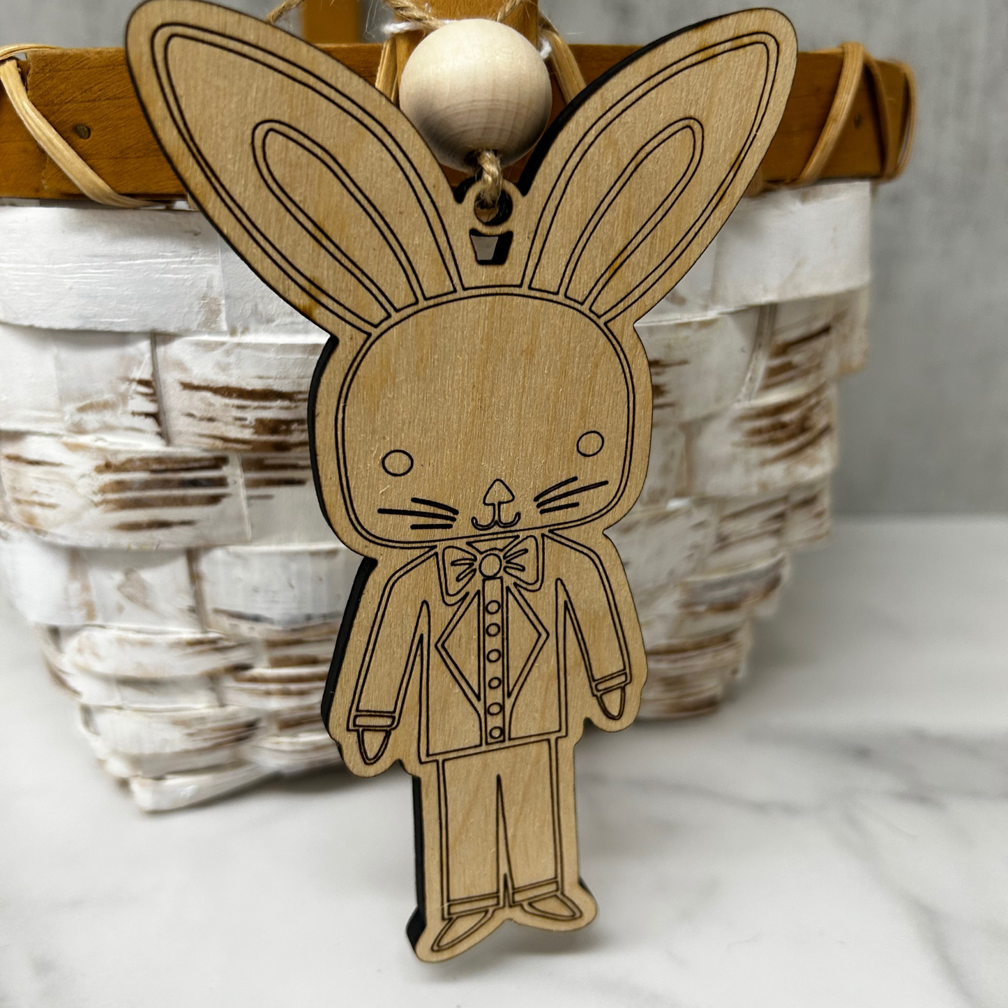 Wooden Easter Basket Bunny Tags