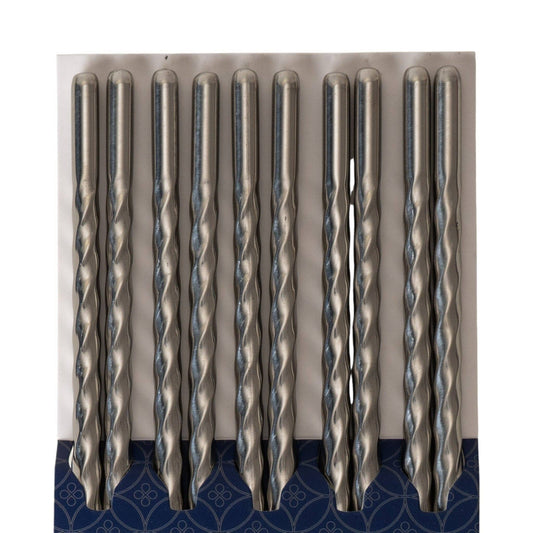 5 Piece Twisted Swirl Chopsticks Set Stainless Steel