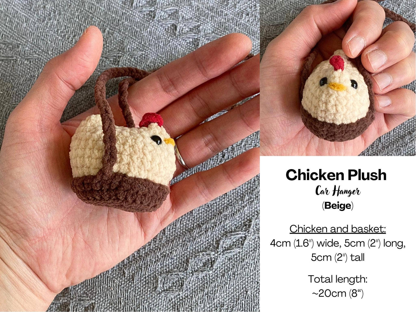 Crochet Chicken Car Hanger, Cute Amigurumi Chicken On Swing