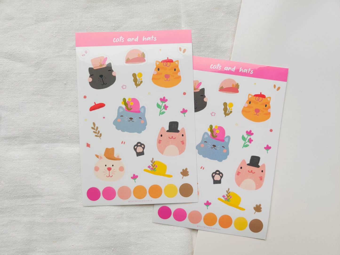 Cats in Hats Sticker Sheet with Cute Cats for Cat Lady
