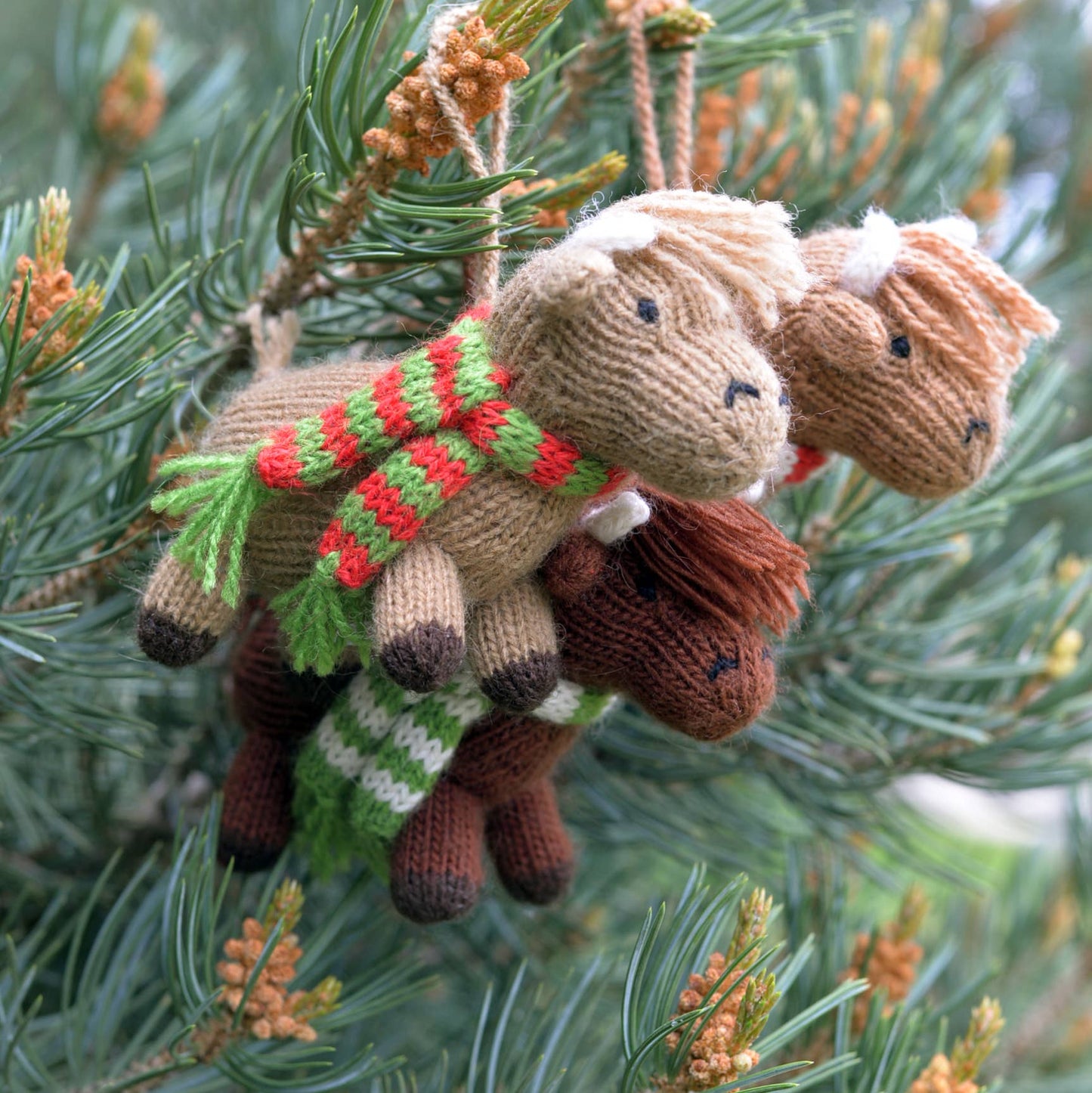 Handmade Knit Highland Cow Holiday Ornament - Fair Trade