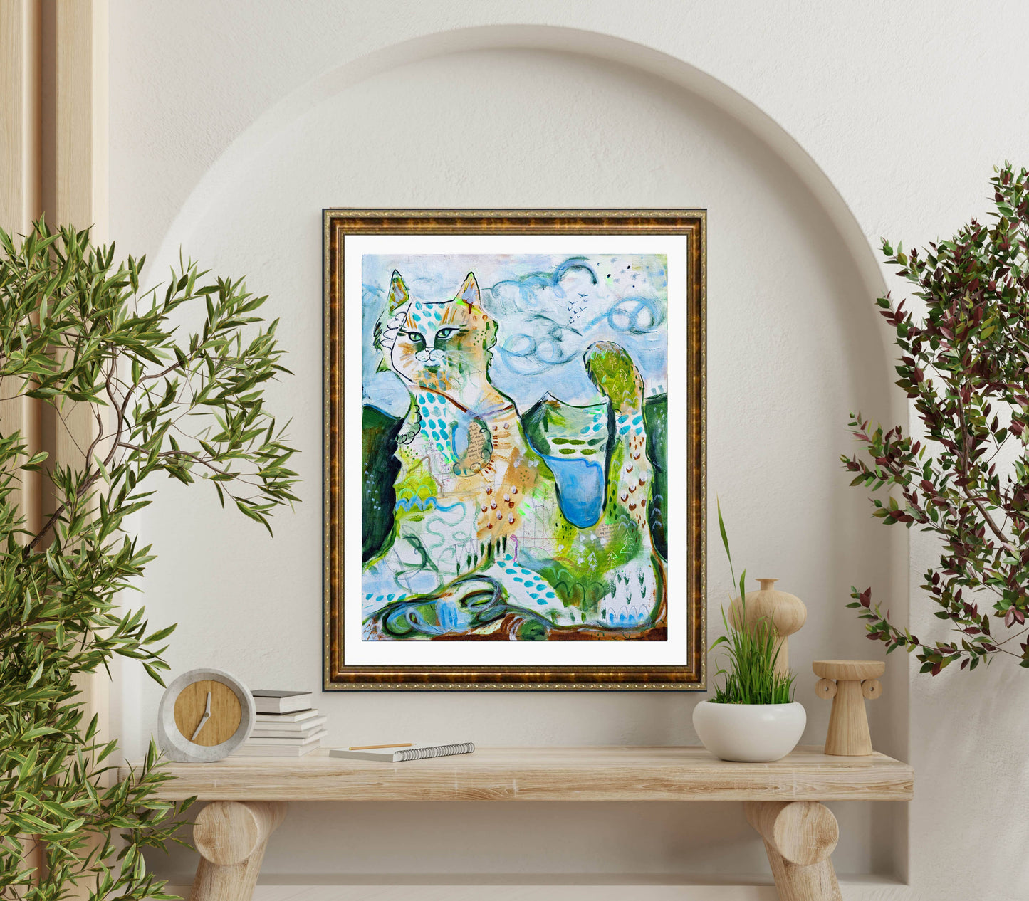Art print "Mountain Cat Green" earth element