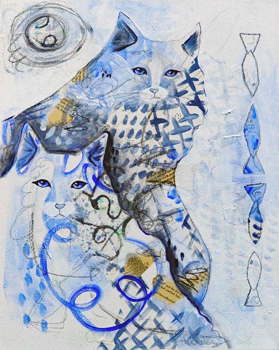 Art print "Mountain Cats Blue" water element