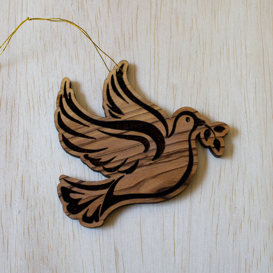 Olive Wood Peace Dove Ornament
