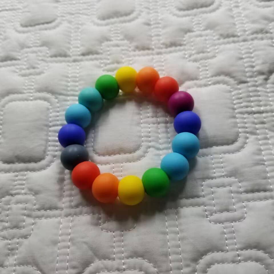 Rainbow Beads Silicone Teething Ring