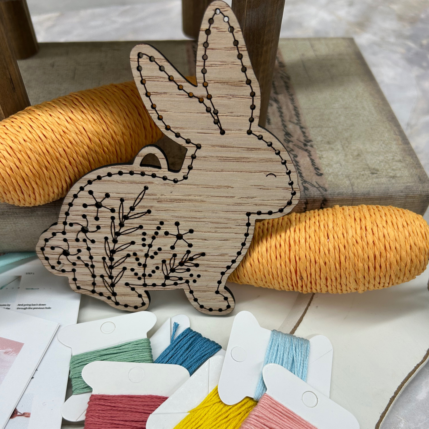 Spring Bunny - DIY Wood Embroidery Kit