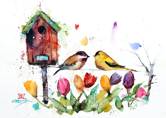 Springtime Birdhouse 5x7" Greeting Card