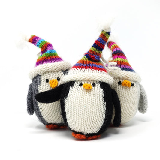 Handmade Penguin with Stripe Hat Holiday Ornament