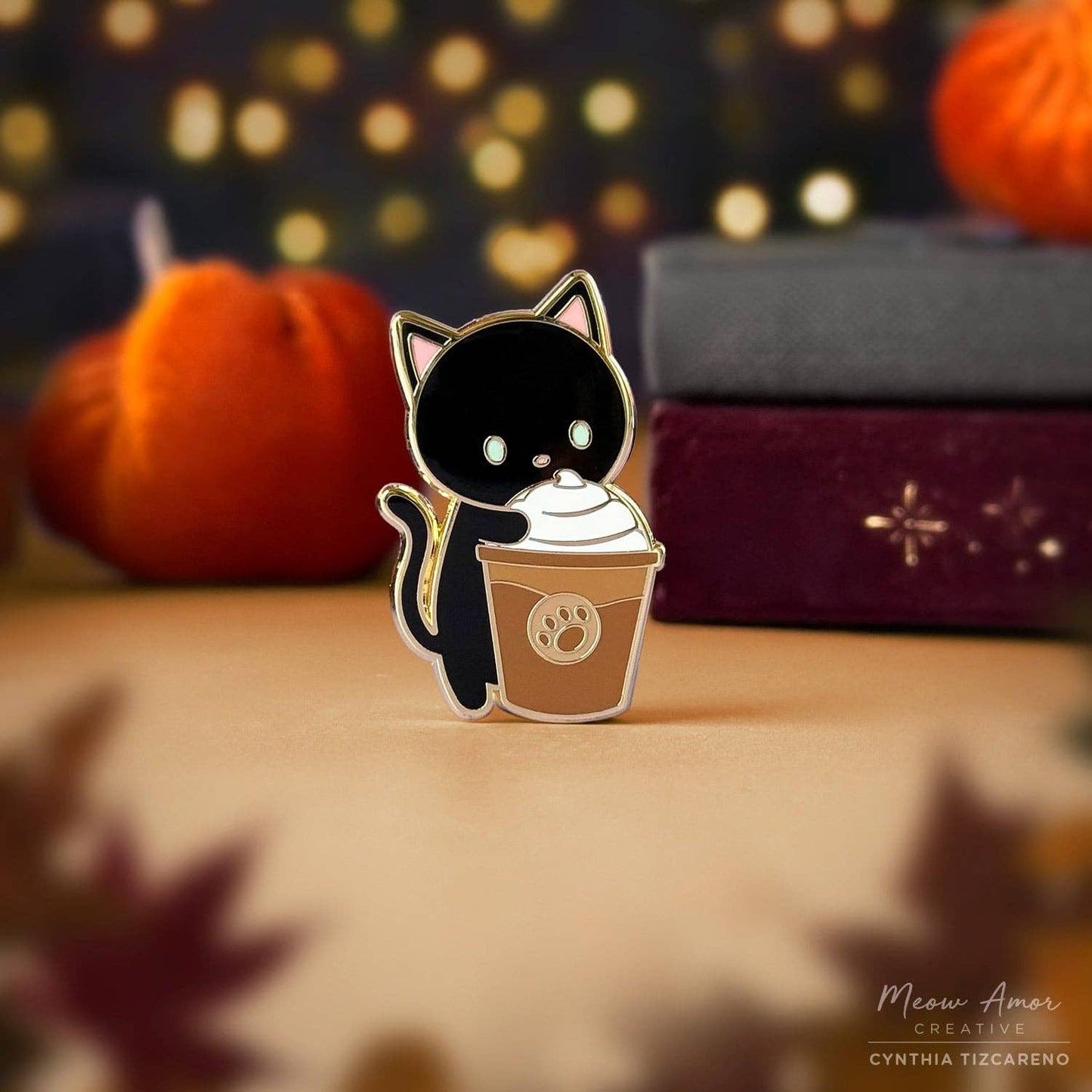 Black Cat Coffee Enamel Pin