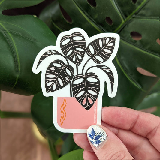 Monstera Adansonii Pink Vinyl Sticker