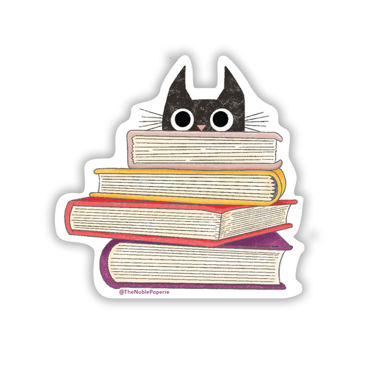 Cat Books | Book Lover Bookish Cat Lover Bookshop Sticker