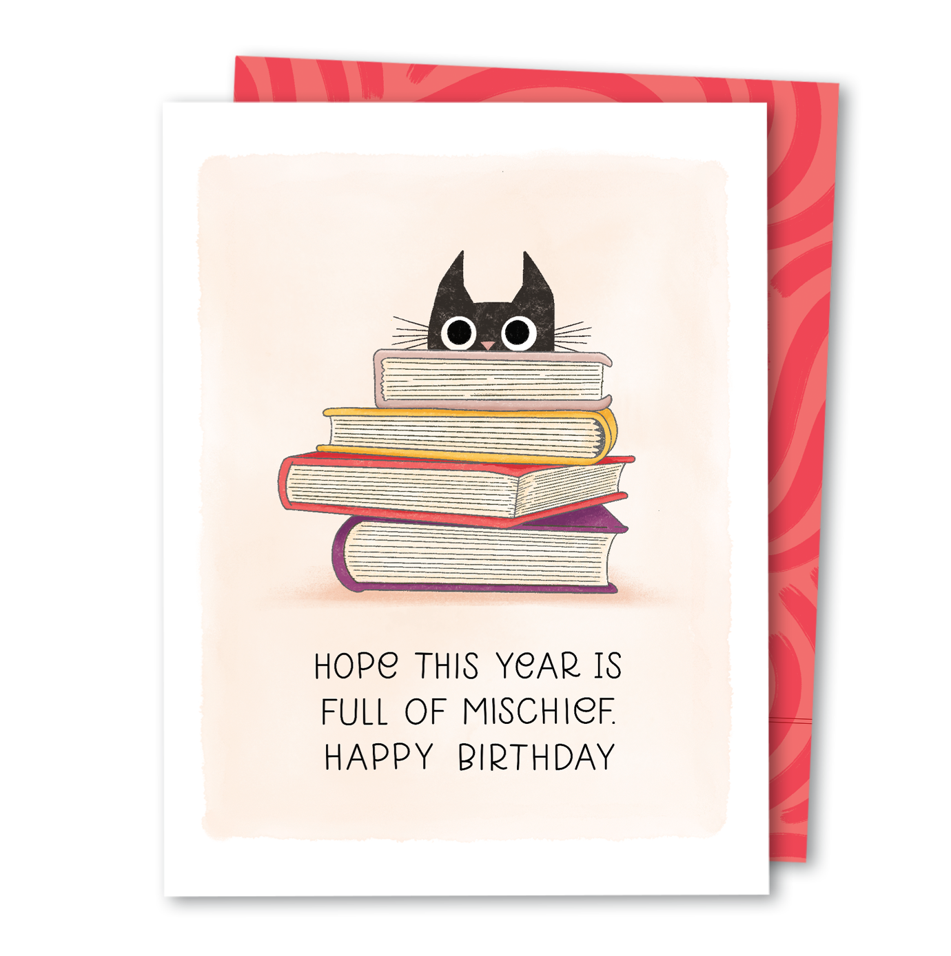 Cat Books | Book Lover Bookish Happy Birthday Card